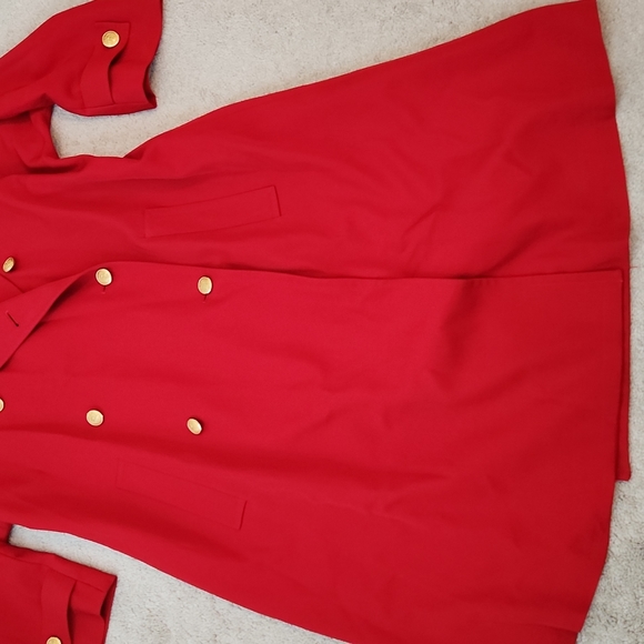 Linda Allard Ellen Tracy red trench coat 2 - Picture 3 of 13